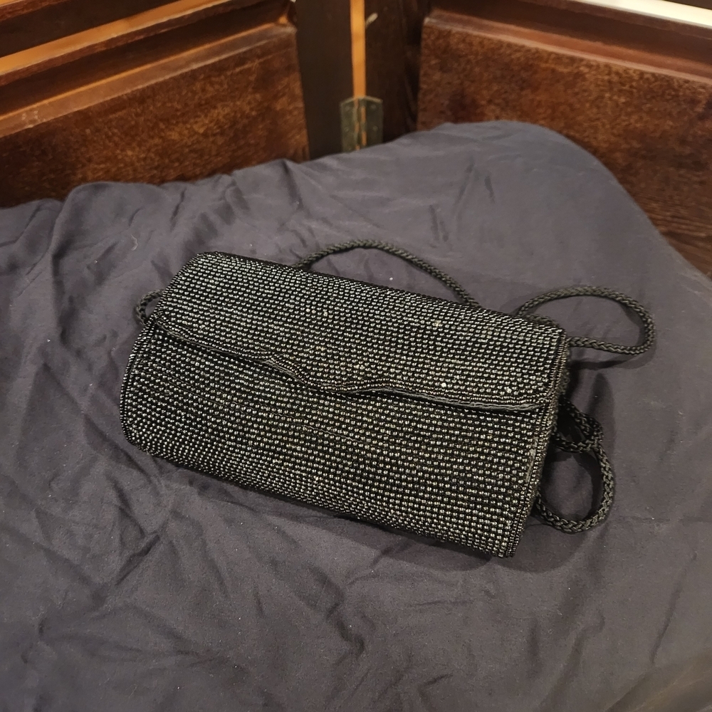 Lord & Taylor Black Beaded Wristlet